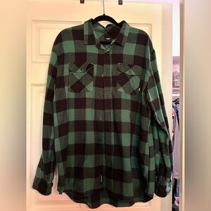 Vans Men's Casual Green and Black Checkered Shirt